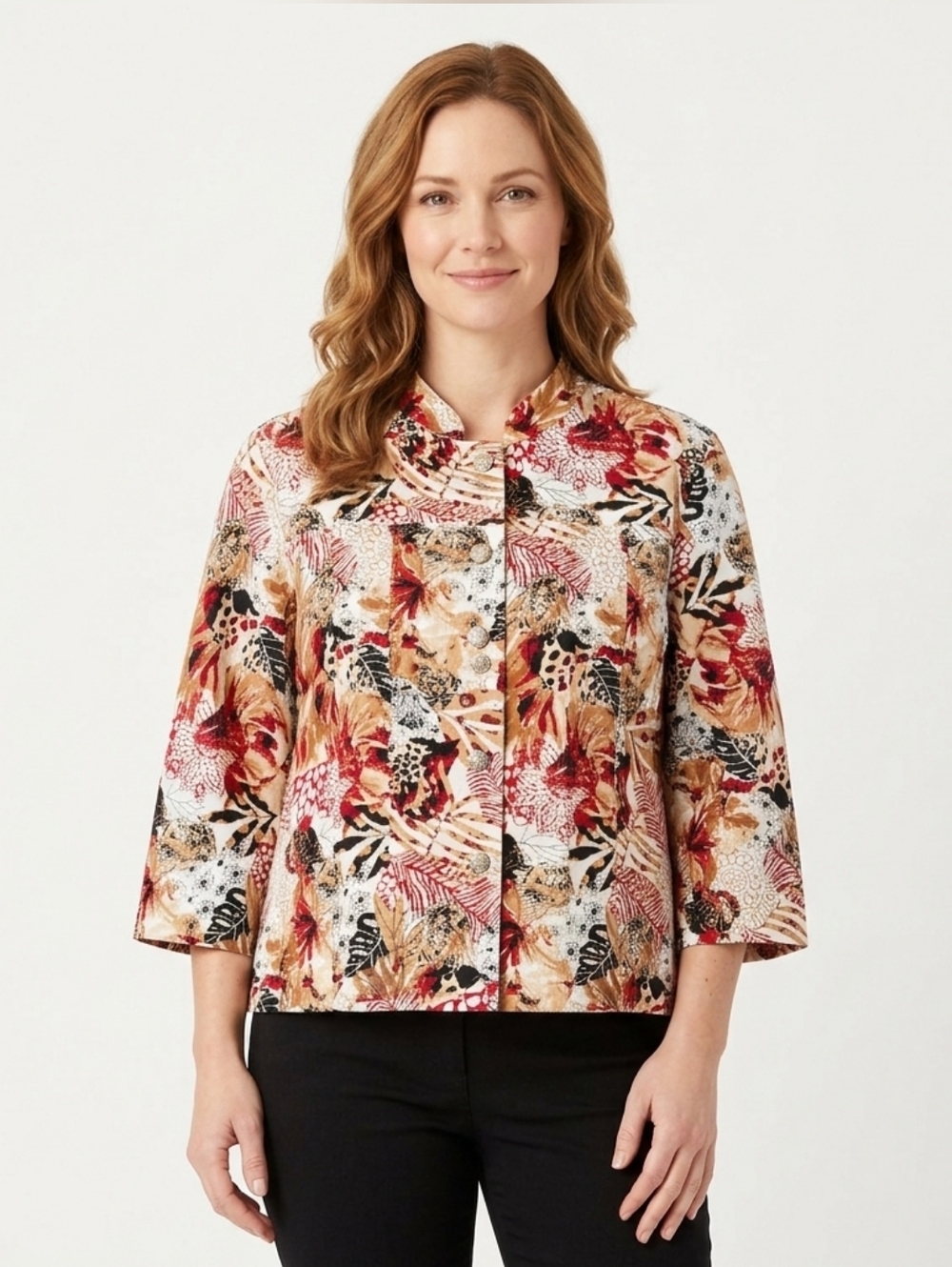 Christopher & Banks Safari Animal Floral Stretch Jacket XL